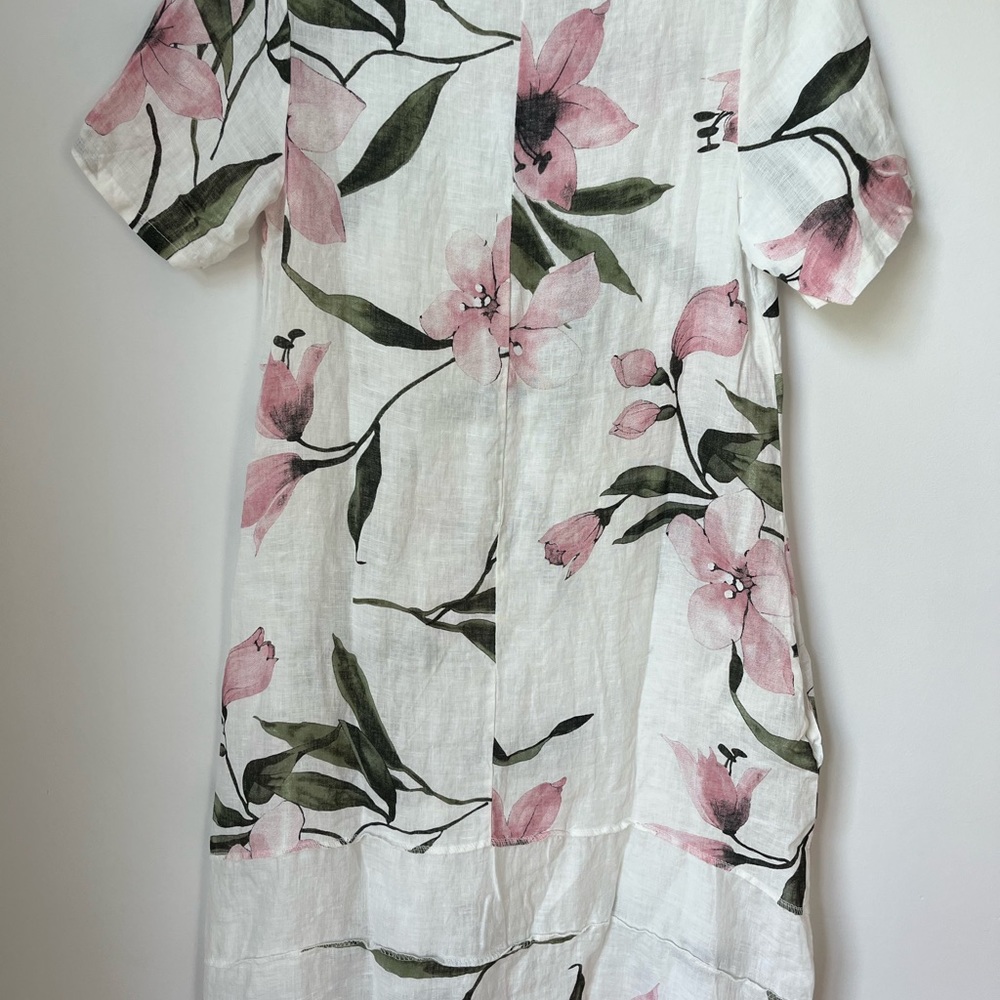 White Dress with Pink Floral Print - Picture 7 of 7